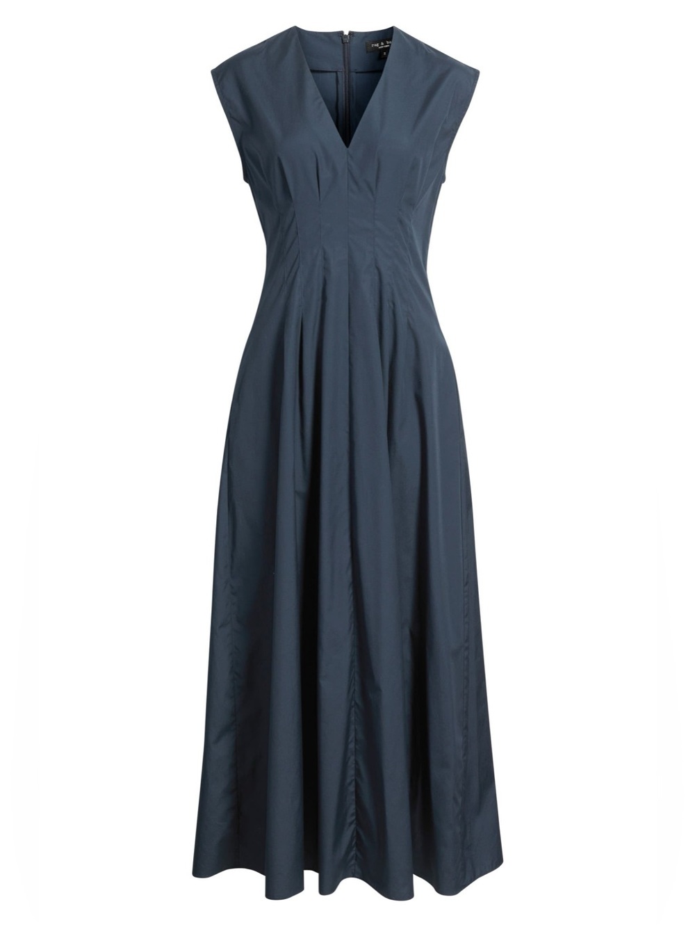 rag & bone Ines Pleated Poplin Maxi Dress Sleeveless Navy Size 8 - Picture 13 of 14